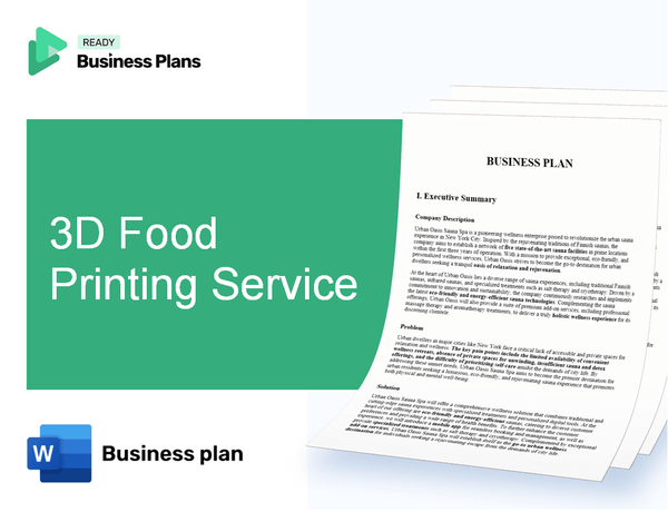 3D Food Printing Service Business Plan