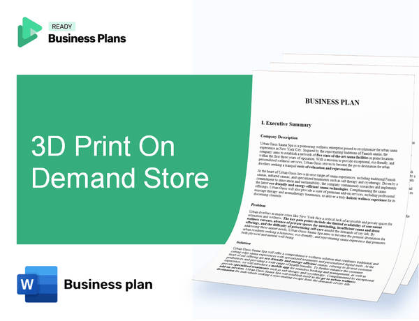 3D Print On Demand Store Business Plan