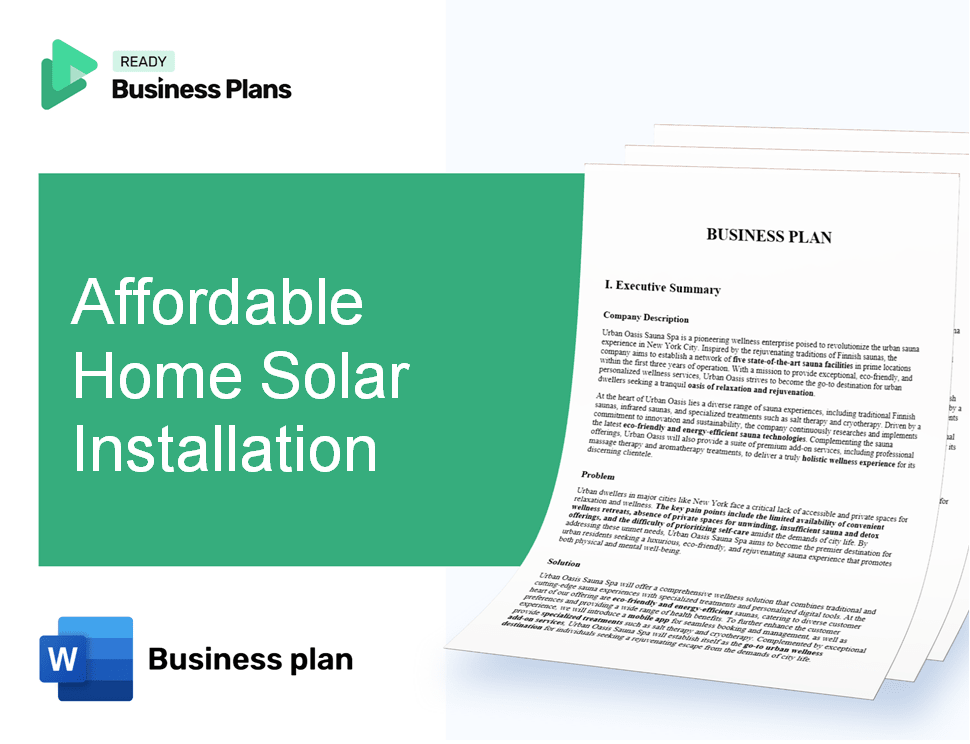 Affordable Home Solar Installation Business Plan