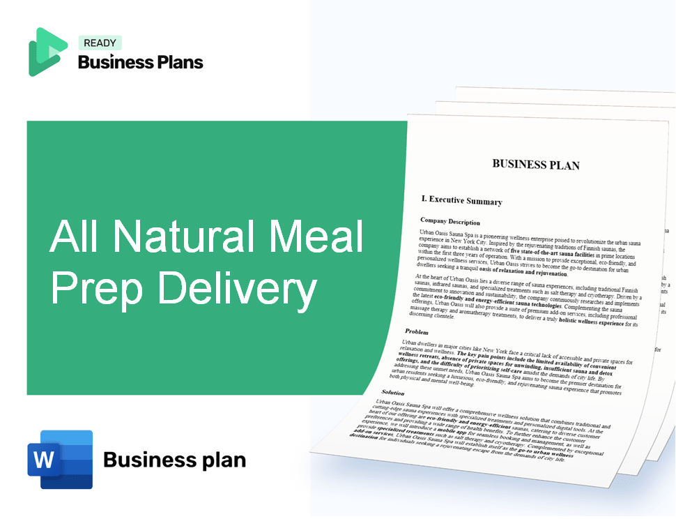 All Natural Meal Prep Delivery Business Plan
