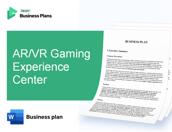 AR/VR Gaming Experience Center Business Plan