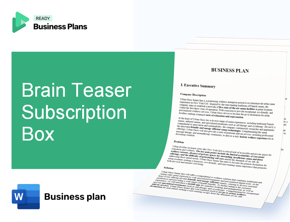 Brain Teaser Subscription Box Business Plan