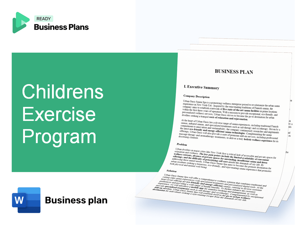 Childrens Exercise Program Business Plan