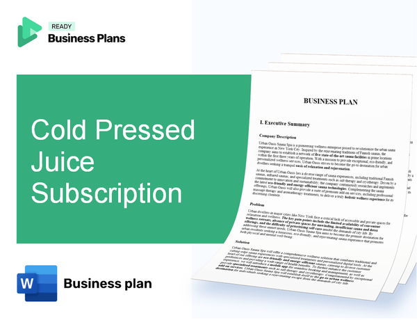 Cold Pressed Juice Subscription Business Plan