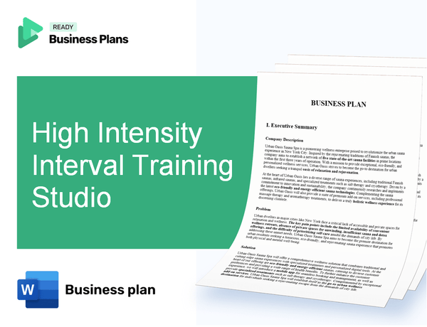 High Intensity Interval Training Studio Business Plan
