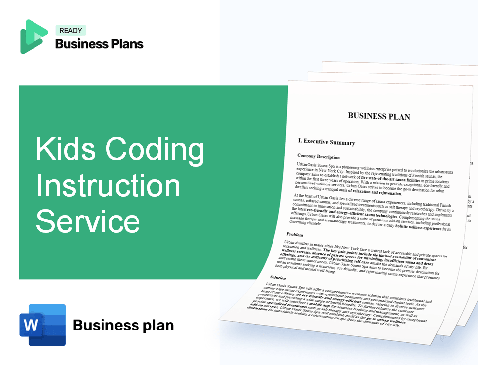 Kids Coding Instruction Service Business Plan