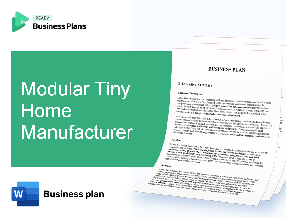 Modular Tiny Home Manufacturer Business Plan